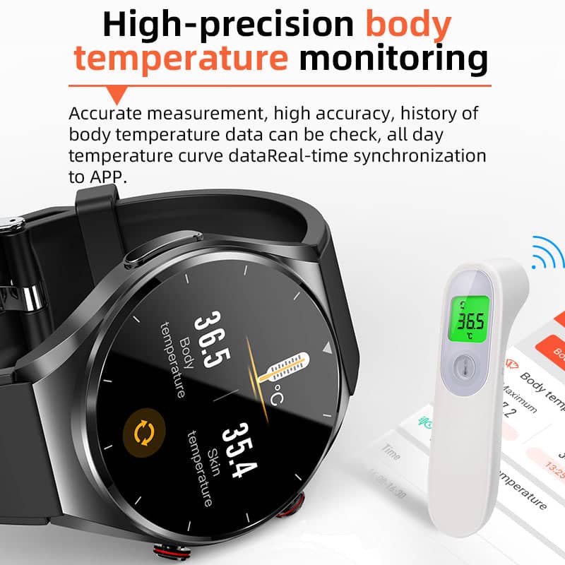 Ein-Klick Bloedglucose Bloeddruk EKG/EKG HRV Hartbewaking Suga Pro Gezondheids Smartwatch