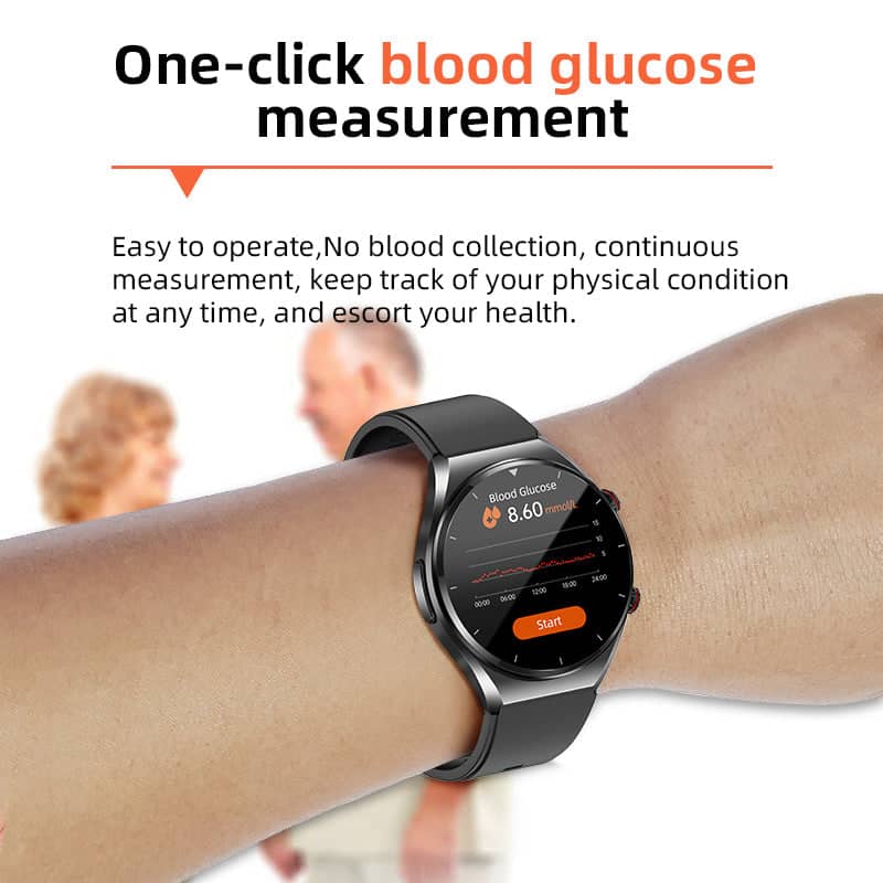 Ein-Klick Bloedglucose Bloeddruk EKG/EKG HRV Hartbewaking Suga Pro Gezondheids Smartwatch