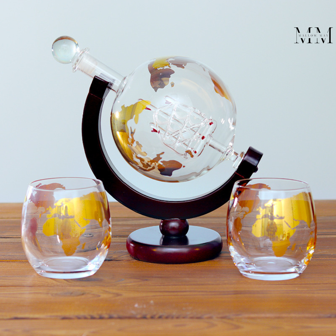 AtlasWhisk | Whiskey Globe Set Premium Drinkware voor Enthousiastelingen