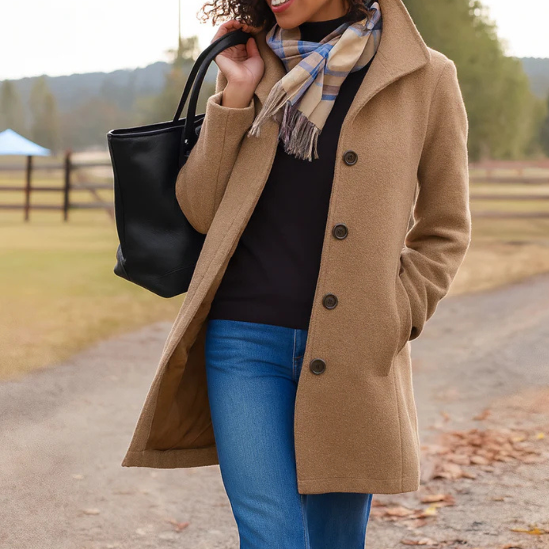 Helga | Dames Klassieke Winterjas met Knopsluiting Voorkant