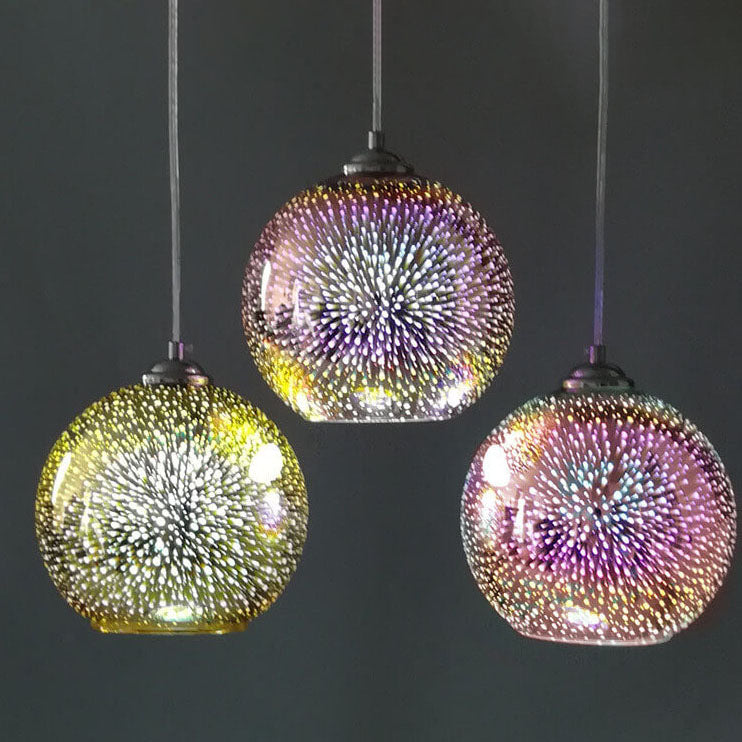 3D Vuurwerk Glas Hanglamp | Creatief Kleurglas Ontwerp