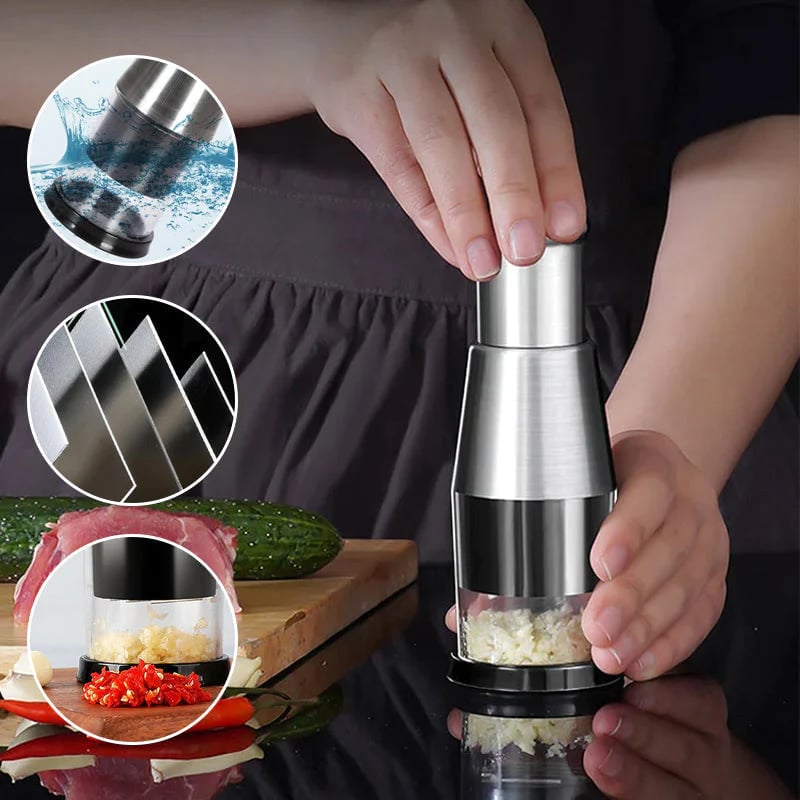 GourmetEssence Roestvrijstalen Knoflookpers | Efficiënt en stijlvol voor perfecte knoflookpuree