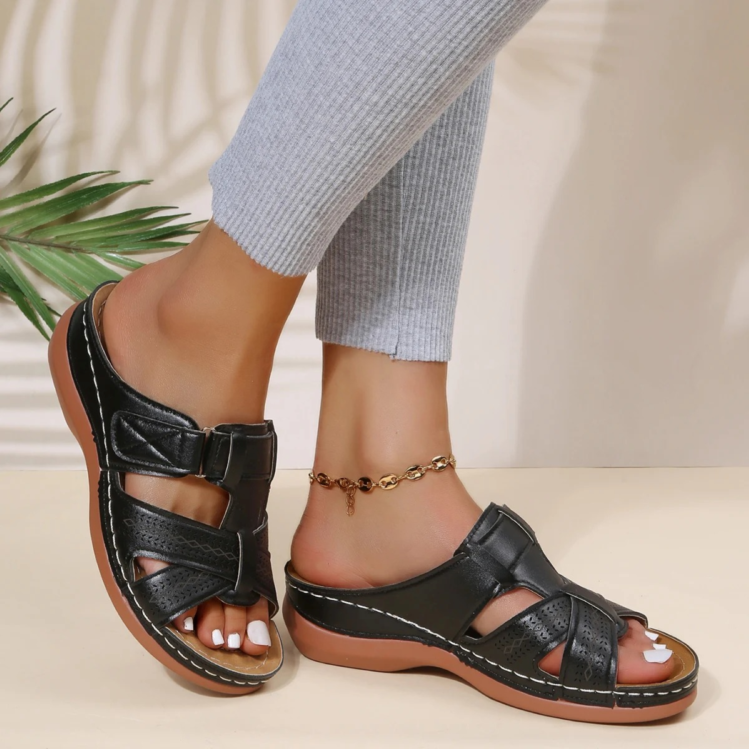 Orthopedische leren sandalen voor dames | Comfort