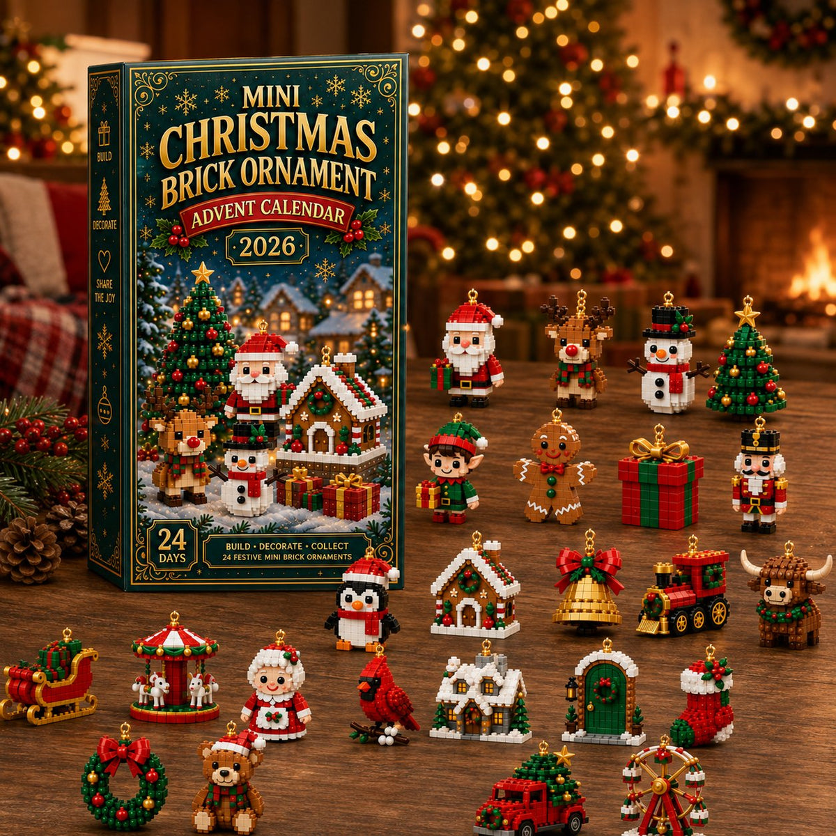 ⏳ Laatste dag om 49% te besparen – 🎄 24-Daagse Mini Kerst Ornament Advent Kalender | 24 unieke feestelijke bouwbare ontwerpen met hanglussen—perfect voor het versieren van kerstbomen, kransen en feestelijke displays 🧱