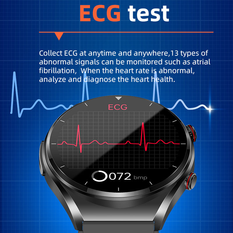 Een-Klik Bloedglucose|Bloedglucose Bloeddruk EKG|EKG HRV Hartslagmonitor Gezondheids-Smartwatch