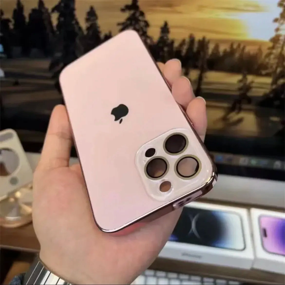 Elico Gelakt Mat Acryl Gehärtigd Glas iPhone Beschermhoes