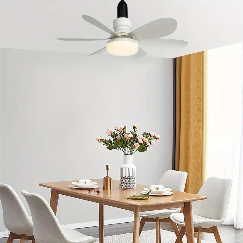 LuxeBreeze Draagbare Plafondventilator & Licht | Elegante 2-in-1 oplossing met afstandsbediening voor comfort en stijl