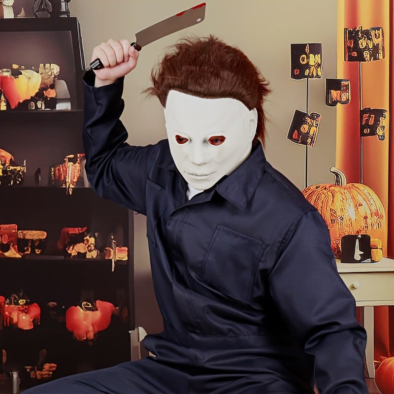 Heren Halloween Kostuum Jumpsuit met Lange Mouwen | Horror Masker