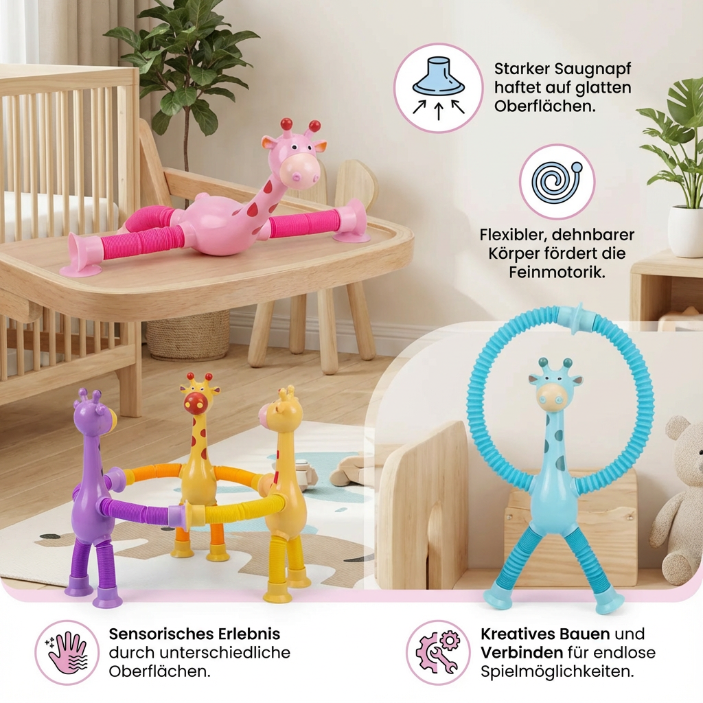 Sensorische Zuignap Giraffe Baby Speelgoed