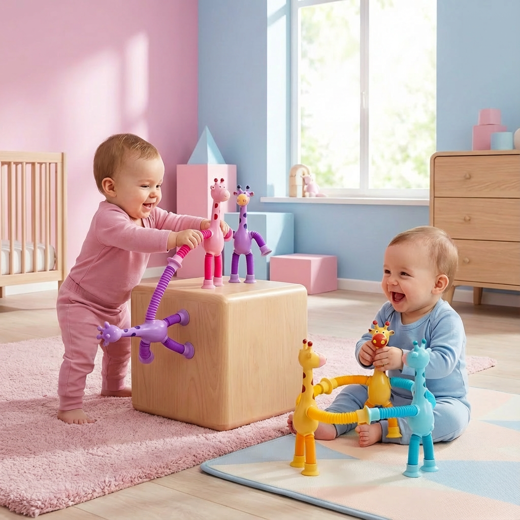 Sensorische Zuignap Giraffe Baby Speelgoed