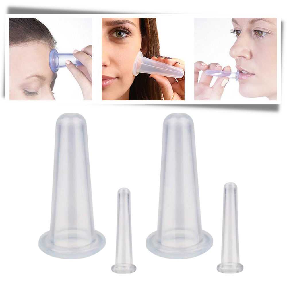 4 Siliconen Bekers voor Gezichtsmassage Cupping