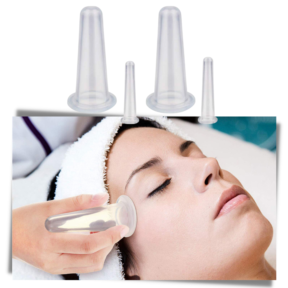 4 Siliconen Bekers voor Gezichtsmassage Cupping