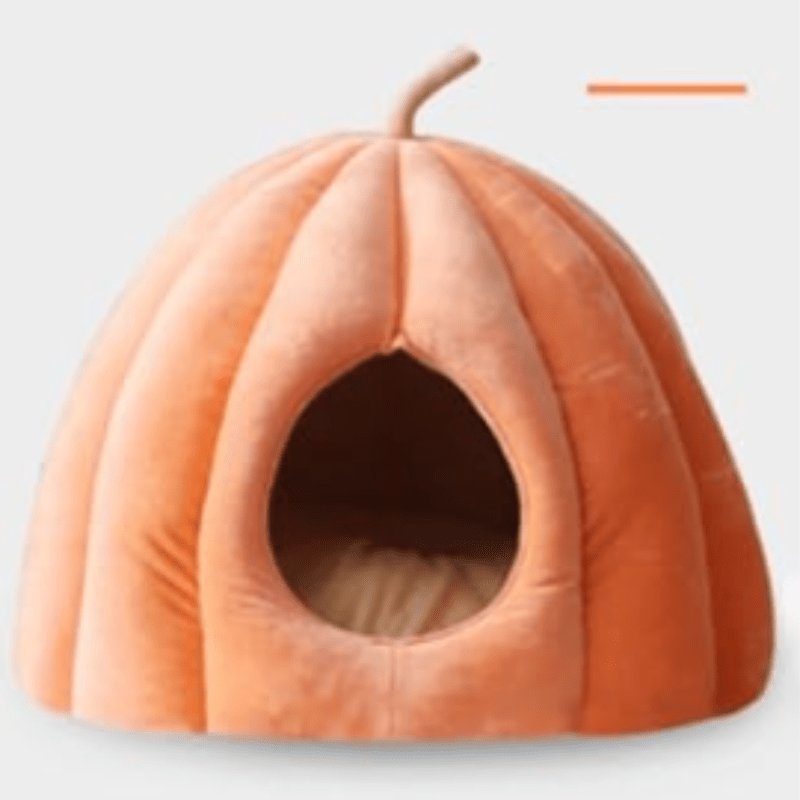 Pumpkinpaws Cozy Pompoenvormige Kattenbed voor wintercomfort & halloween sfeer