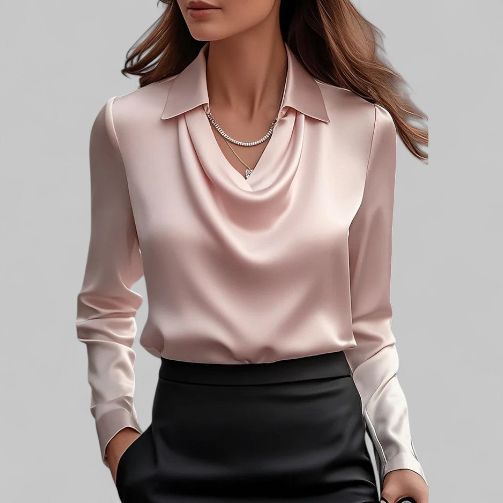 Theresa | Elegante V-hals Satijnen Blouse voor Dames