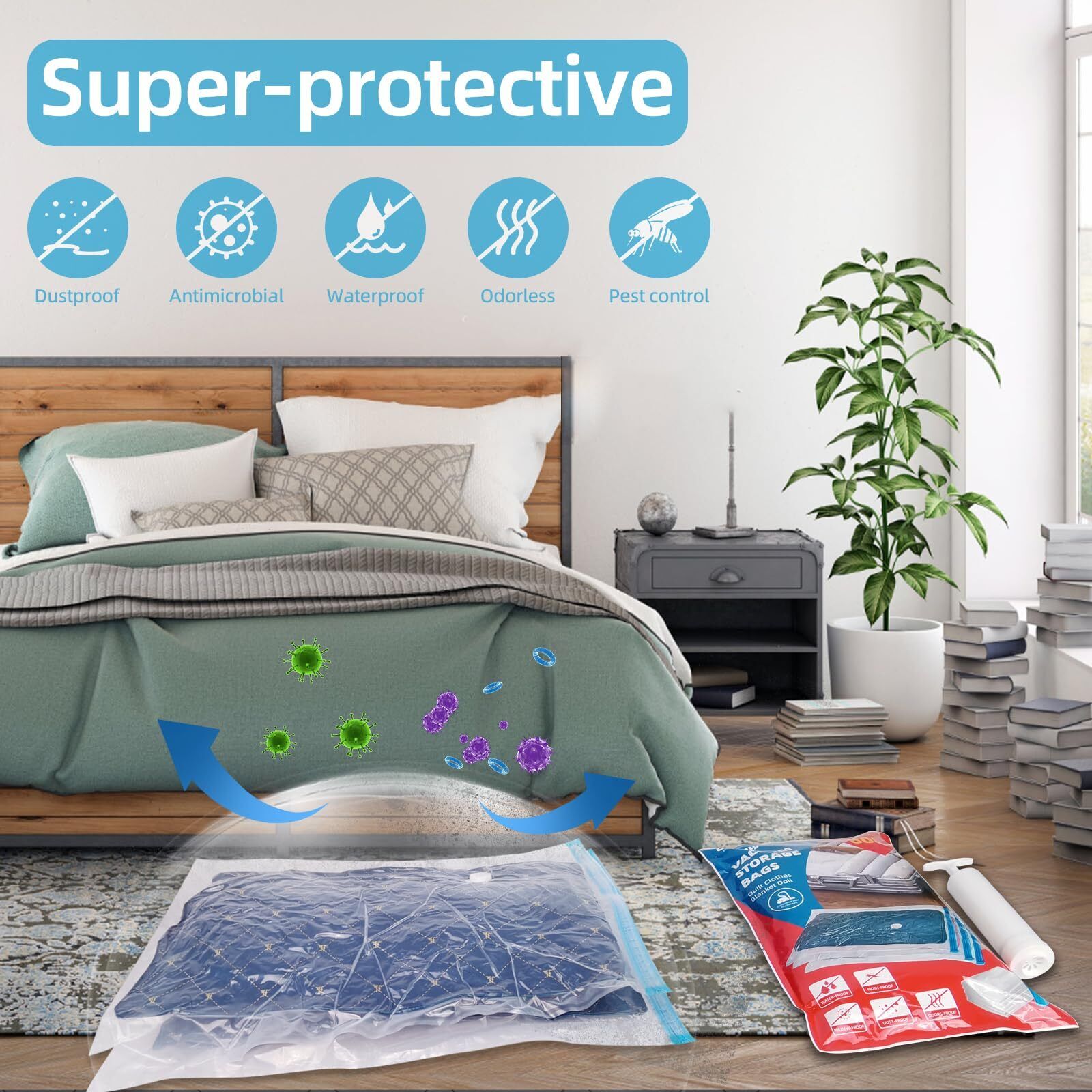 LuxiPack Elite Vacuümopslagzakken | Maximaliseer uw ruimte met duurzame, ruimtebesparende vacuümzakken met een gebruiksvriendelijke pomp