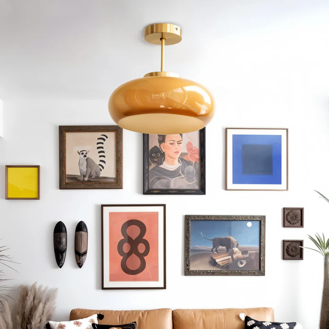 Vintage Glas Plafondlamp 1-Licht