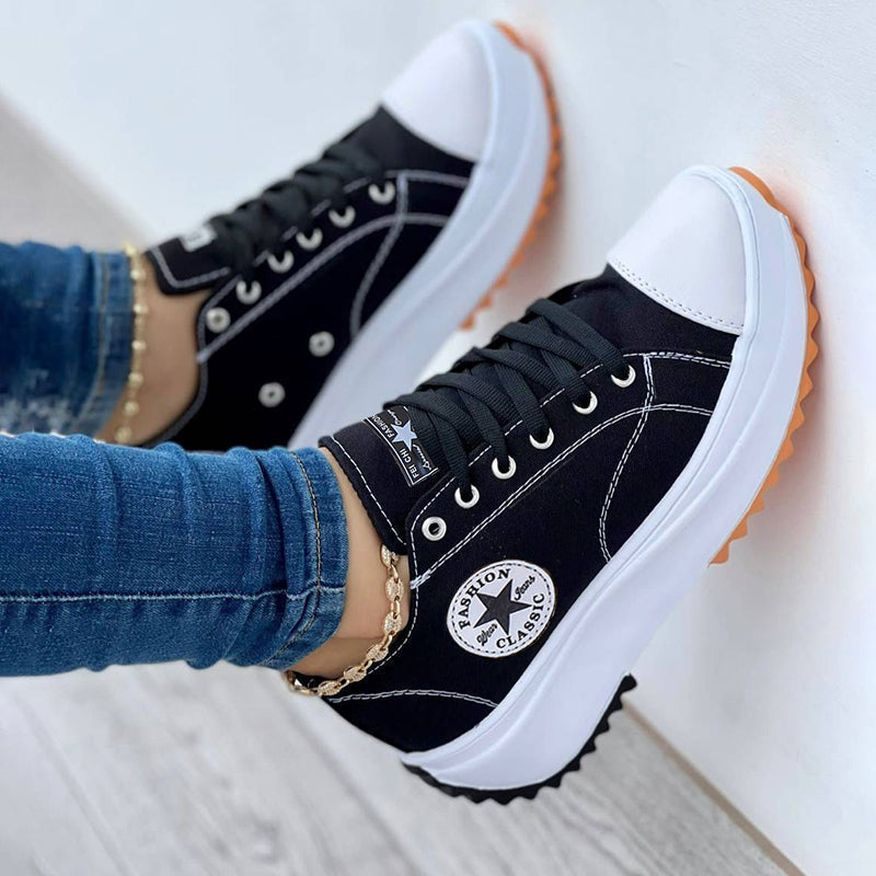 Drune Sneaker Dames dikke Zool Vetersluiting