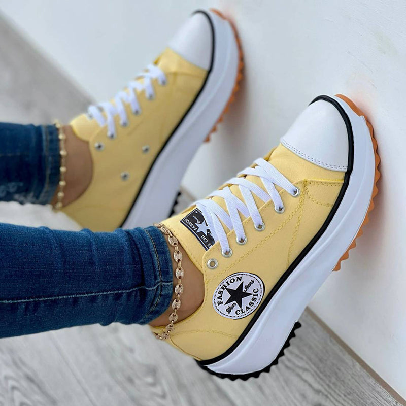Drune Sneaker Dames dikke Zool Vetersluiting