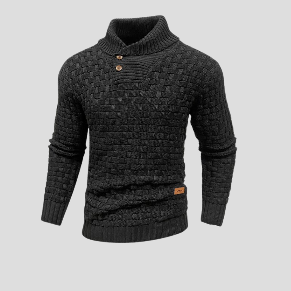 KnitForm Herenpullover – Gebreide pullover met halve kraag en knoopsluiting in klassieke pasvorm