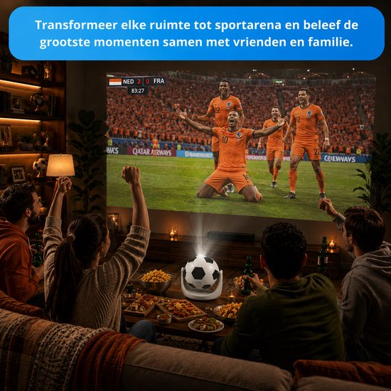 Lumiball Beamer WK Editie - Alles-in-één Smart TV Projector - WiFi & Bluetooth - Vaderdag actie!