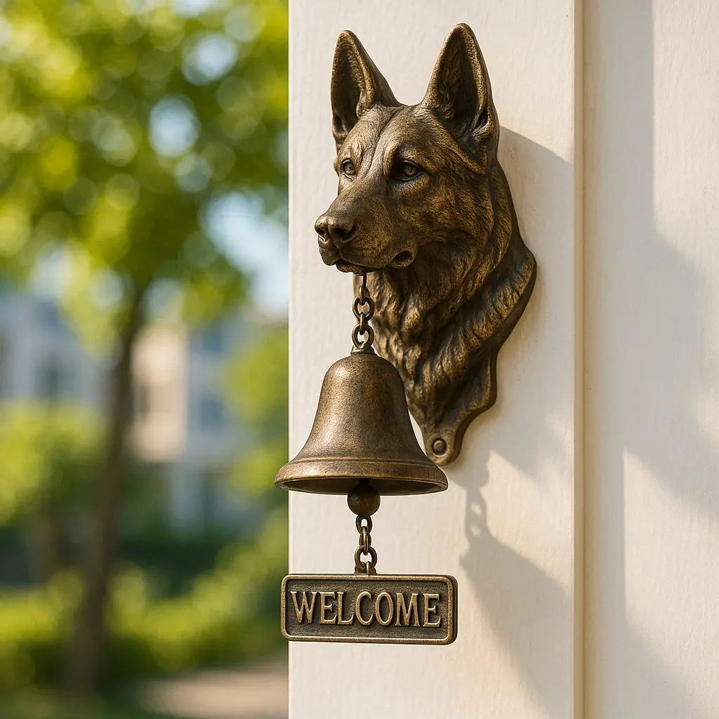 Welkomstbel HerderKlank – Handgemaakte Gietijzeren Deurbell met Hond