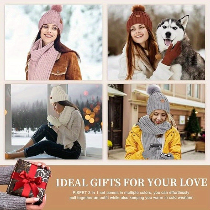 WinterWarm 3-in-1 Set – Muts, Sjaal en Touchscreen-Handsch gloves