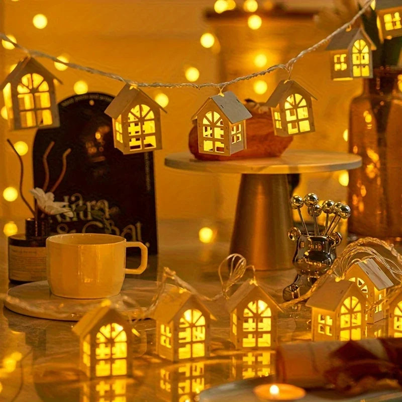 LED Kerstverlichting met Minihuisjes – Decoratieve Lichtslinger voor Binnen