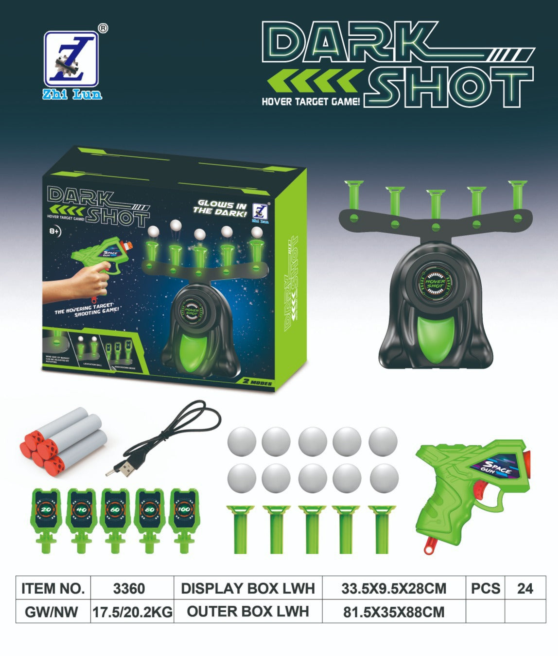 LuxeAim Glow-in-the-Dark Doel Schietset | Boeiend schietspeelgoed voor kinderen dat de hand-oog coördinatie verbetert en eindeloos plezier biedt