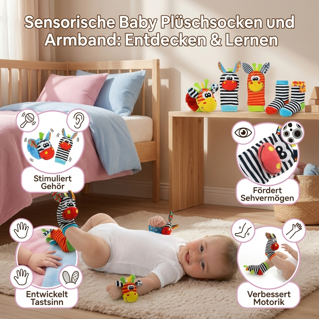 Sensorische Baby Pluche Sokken en Armband