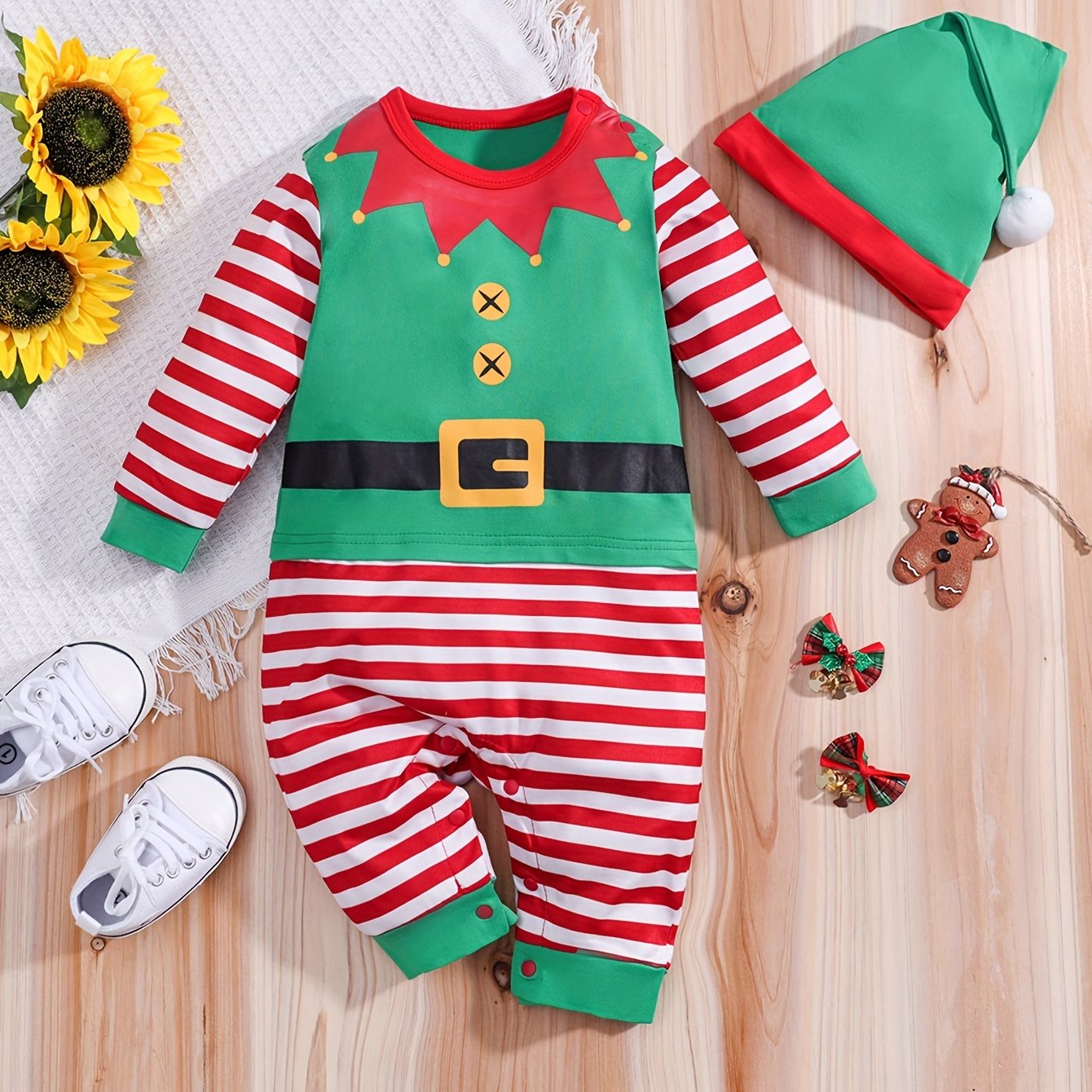 Baby Halloween Elf Kostuum Romper | Feestelijke Lange Mouwen