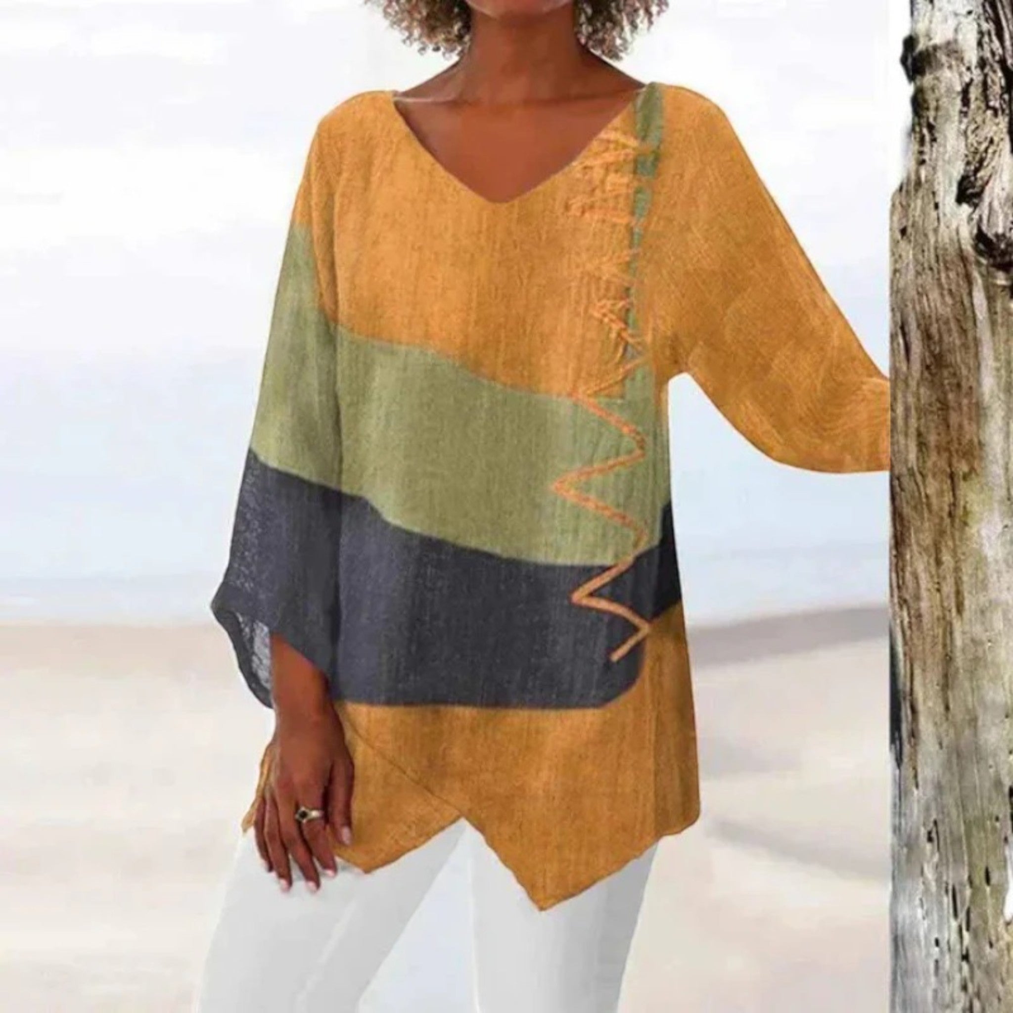 Casual Blouse Met V-hals | Lange Mouwen