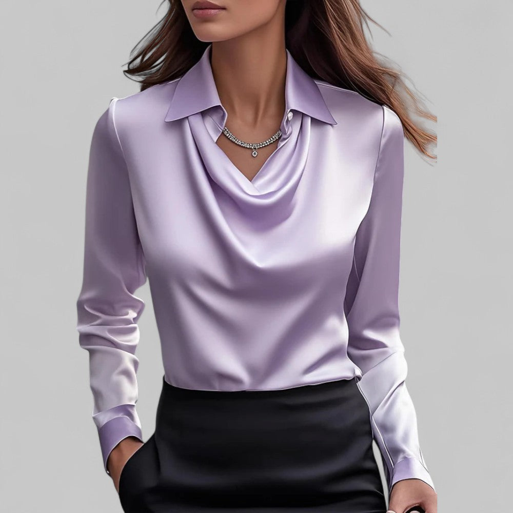 Theresa | Elegante V-hals Satijnen Blouse voor Dames