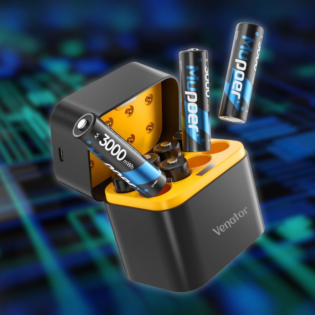 PowerCharge 8-Slot Snelle Batterijlader | Zeer Efficiënt Opladen voor 1,5V Lithium AA Batterijen