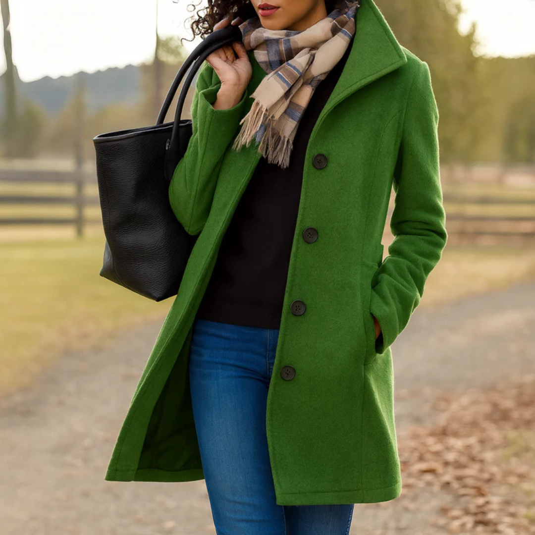 Helga | Dames Klassieke Winterjas met Knopsluiting Voorkant