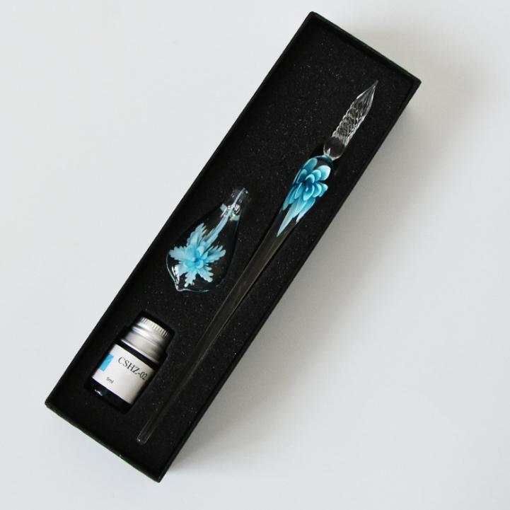Glas Kalligrafie Stiftset met Inkt en Stift Houder