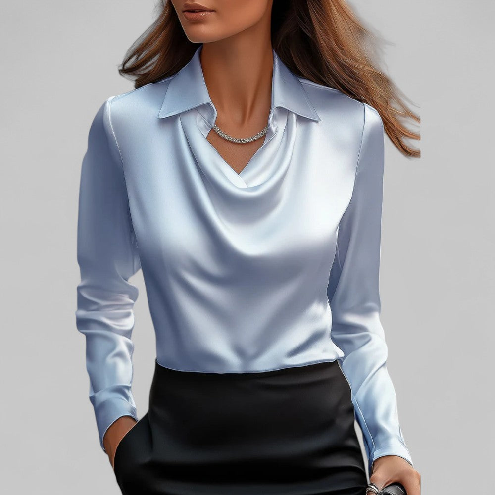 Theresa | Elegante V-hals Satijnen Blouse voor Dames