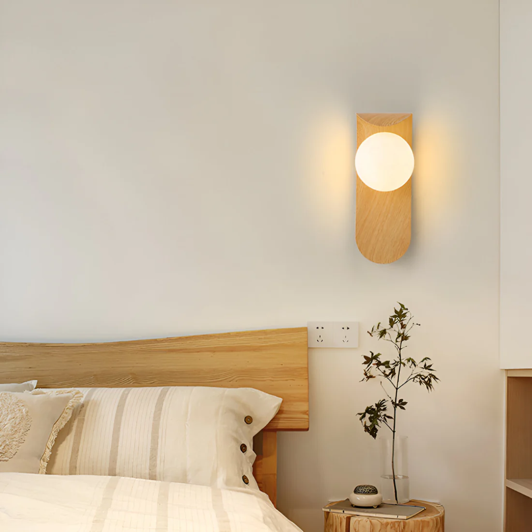 Scandinavische Houten Globe Wandlamp LED 1-Licht