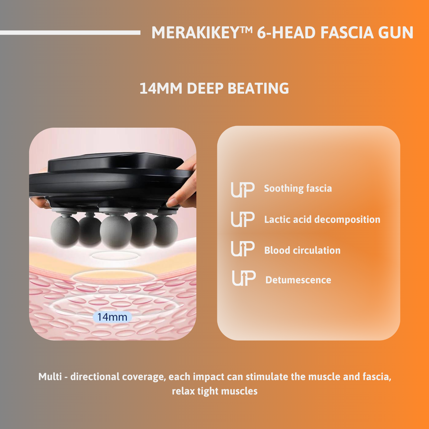 FlexiRelief Pro | 6-koppige hoogfrequente spiermassager