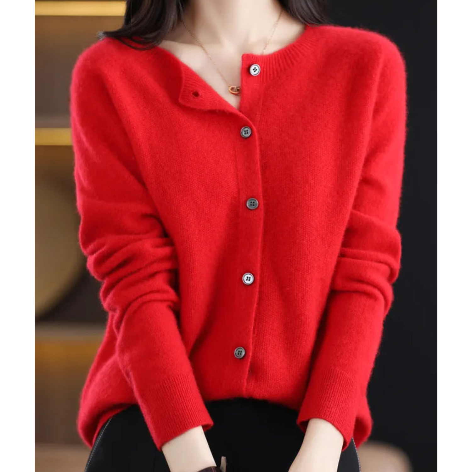Drune Dames Ronde Hals Cardigan Trui
