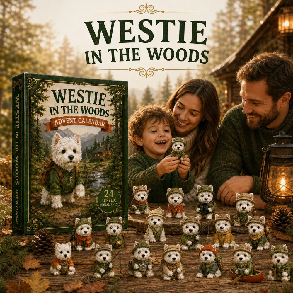 🐶2D Westie In The Woods Adventskalender 2026 - 24-Daagse Feestelijke Aftelling - Cadeau Voor Hondenliefhebbers