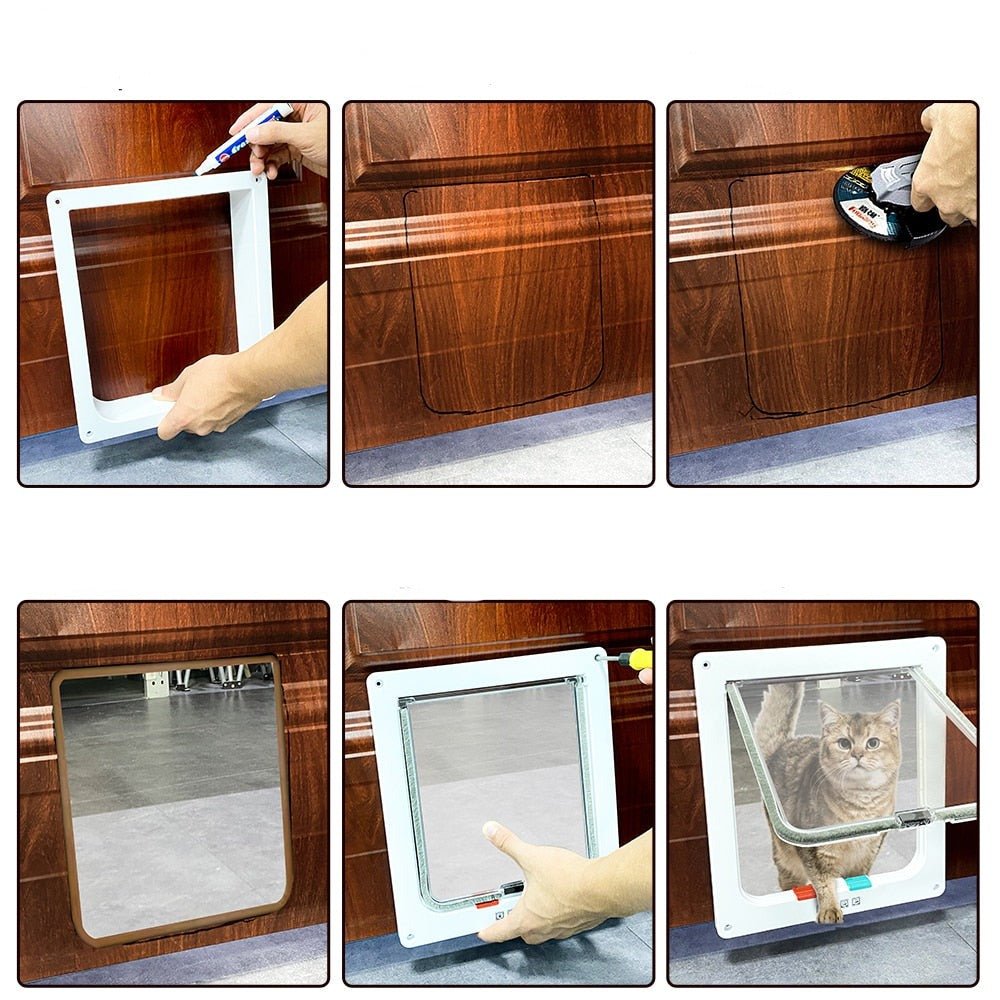 SafeFold - Veelzijdige Vouwdeur met 4-Weg Kattenluik & Veiligheidssluiting