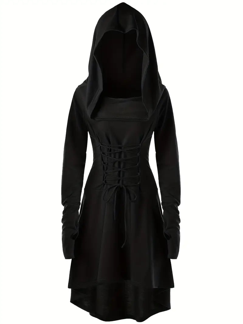 Gothic Corset Lange Mouw Halloween Kostuum Jurk | Midi