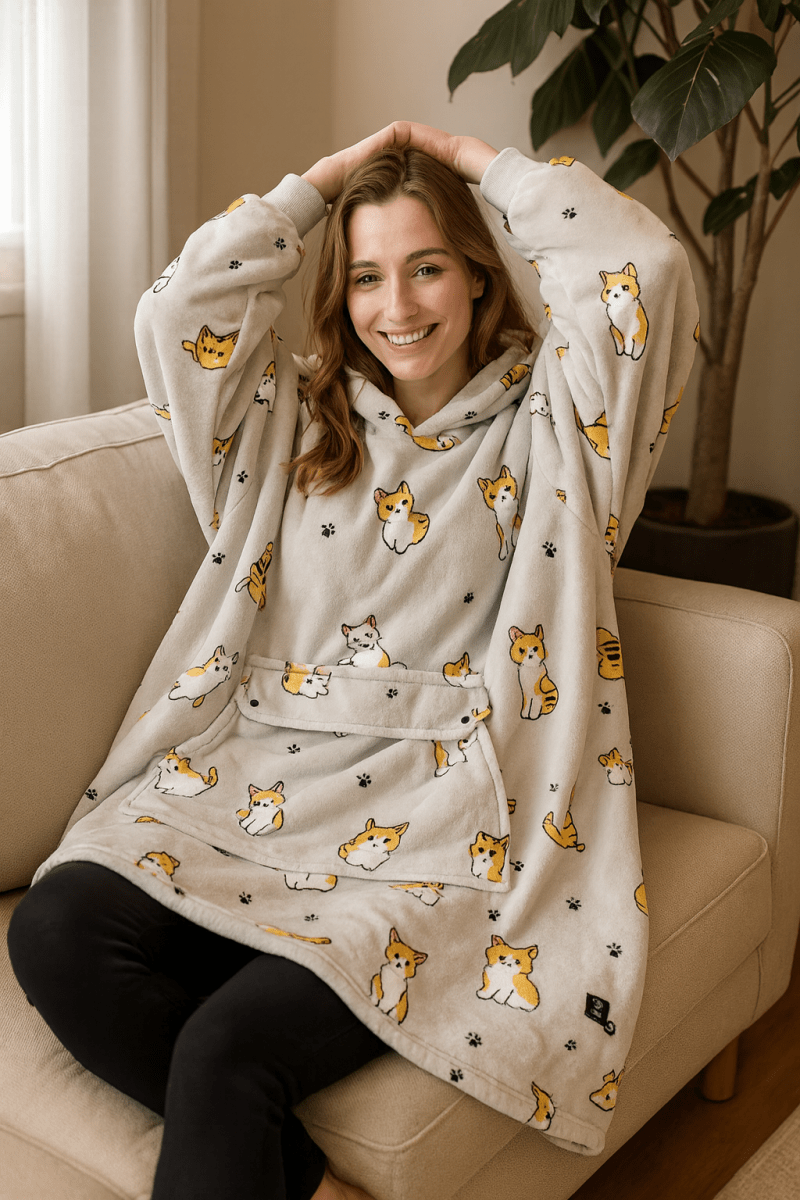 USB Verwarmde Hoodie Deken – Zachte Elektrische Draagdeken voor Gezellig Thuiscomfort