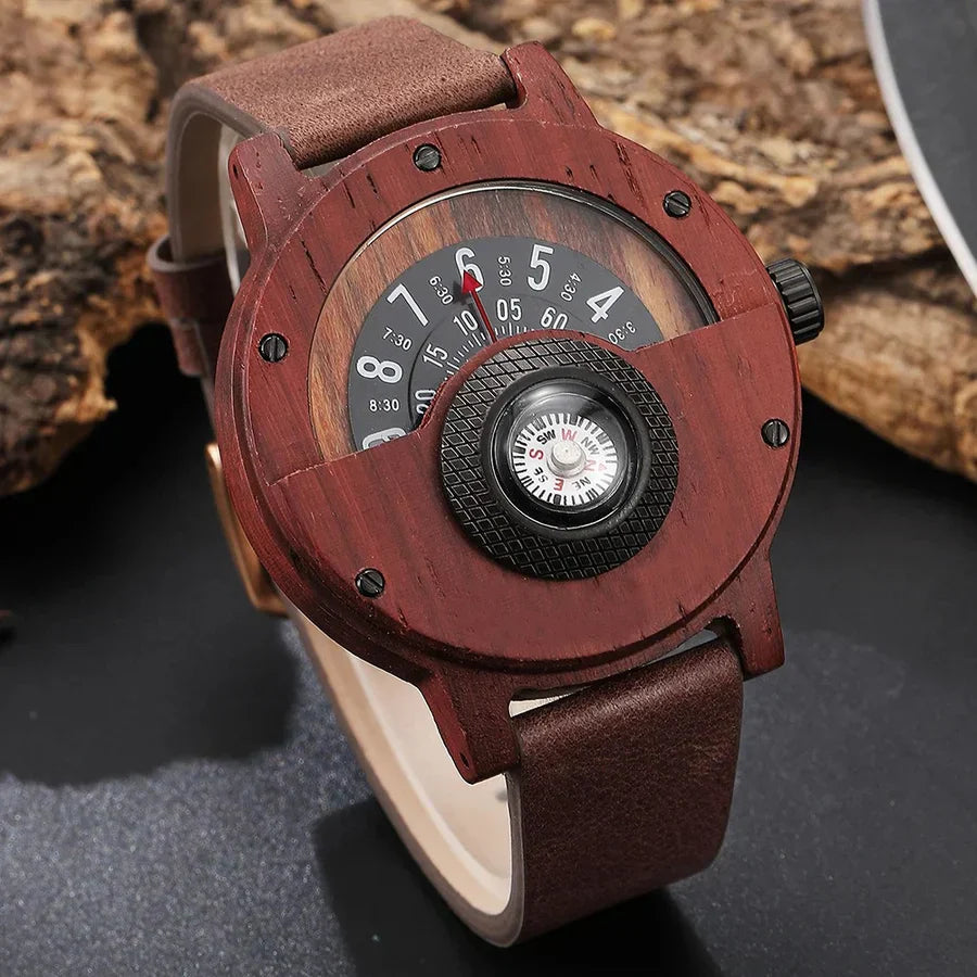 RAMON - HOUTEN HORLOGES MET LEEREN BAND