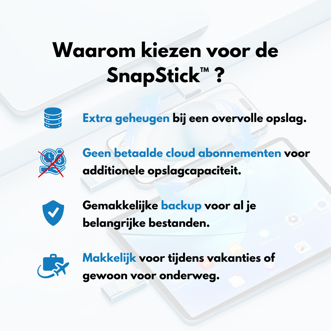 SnapVault 4-in-1 back-upstick | Vanaf de telefoon direct up je USB