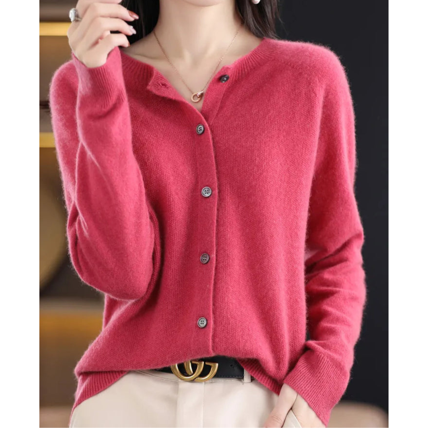 Drune Dames Ronde Hals Cardigan Trui