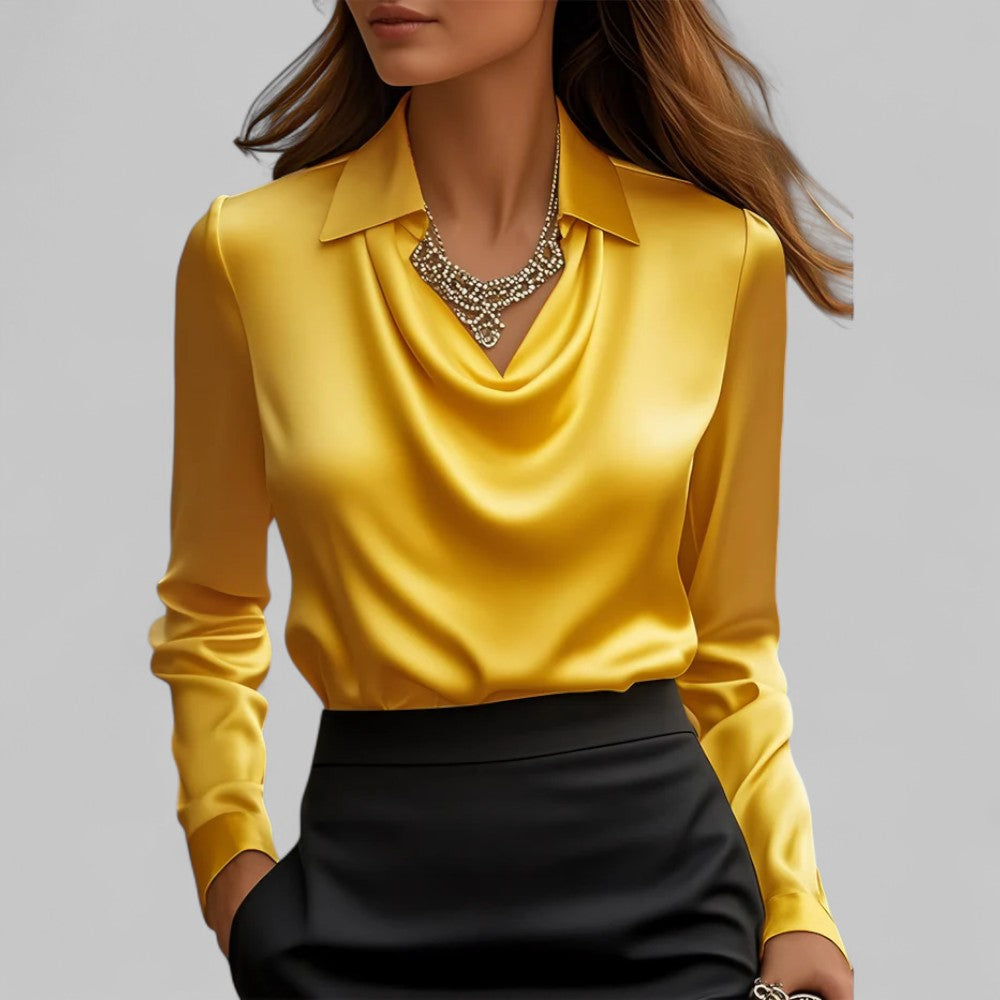 Theresa | Elegante V-hals Satijnen Blouse voor Dames