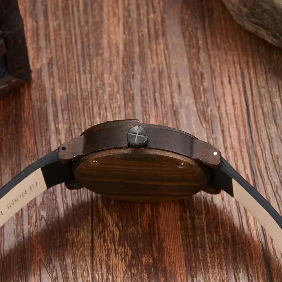 RAMON - HOUTEN HORLOGES MET LEEREN BAND