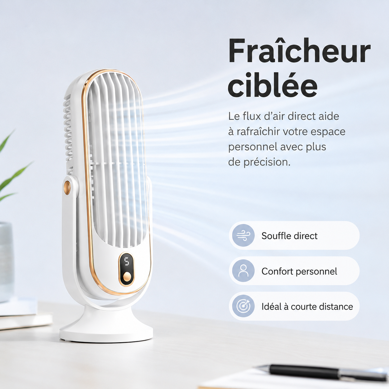 AeroLux Elite Koelventilator | Dubbele Motor, 720° Rotatie, Oplaadbaar via USB & Ultra Stil voor Ultiem Comfort Overal