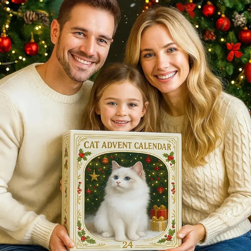 KattenKerst Adventskalender – 24 Feestelijke Acryl Kattenfiguren voor Kerstplezier